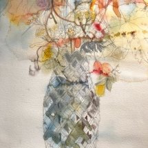 Eva Bender  Flowers in Crystal Vase  watercolor 15.5 x 11.75 inches