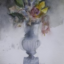 Eva Bender  Gina_s Flowers  watercolor on paper 12.5 x 11.25 inches