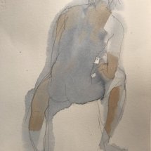 Eva Bender  Untitled Figure (seated male)  watercolor 13.25 x 9.5 inches