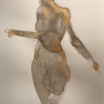 Eva Bender  Untitled Figure (standing female with arms spread)  watercolor 12 x 9 inches