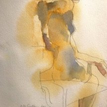 Eva Bender  Yellow Nude  watercolor 13.5 x 10.75 inches