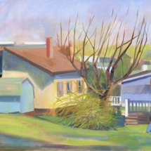 Lou Schellenberg Behind the Highway oil on linen 18 x 31 inches