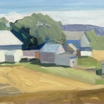 Lou Schellenberg Brunnerville Towards North oil on panel 6 x 12 inches