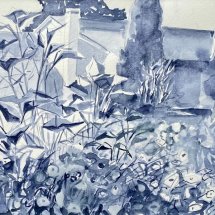 Lou Schellenberg Native Garden wash and graphite 9.5 x 11 inches