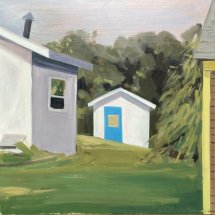 Lou Schellenberg Rosies_s Shed oil on panel 16 x 16 inches