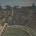 E. M. Saniga Amphitheater Ostia Antica 2012 oil on board 9.375 x 11 inches