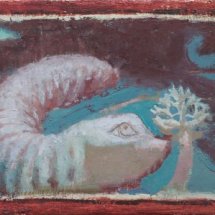 Alex Cohen Woodworm and the Seedling Oil on Board 5.75x15 $950