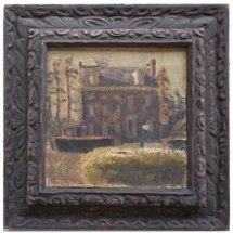 Alex Cohen Wrightstown Stone House Oil on Mounted Canvas 9x9 $1350framed $800unframed