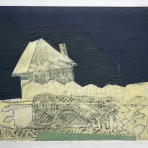 Catherine Drabkin House at Night No. 10 collagraph chine colle collage 9 x 11 inches