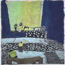 Catherine Drabkin West Street Table No. 3 collagraph chine colle 9.5 x 9.5 inches1