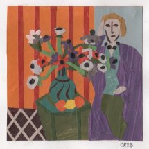 Clara Kewley After Matisse painted paper collage 2.875 x 2.875 inches