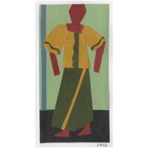 Clara Kewley Costume Design I painted paper collage 4 x 2 inches
