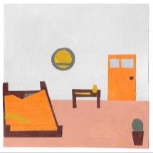 Clara Kewley Orange Room painted paper collage 2.875 x 2.875 inches