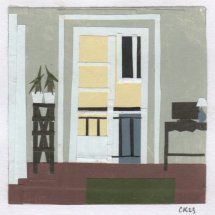 Clara Kewley Portugal Apartment painted paper collage 2.875 x 2.875 inches