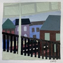 Clara Kewley View from Lancaster Porch painted paper collage 2.875 x 2.875 inches