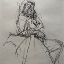 Dee Jenkins Seated Man charcoal on paper 14.5 x 19.5 inches
