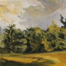 SOLD - Dorothy Frey Field_s Edge by MU Campus Oil on Canvas 12 x 12 inches