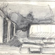 Lou-Schellenberg-House-and-Bales-graphite-and-wash-4.5-x-7-inches