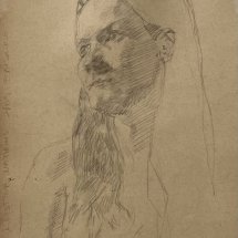 E. M. Saniga Portrait of KW graphite drawing 11.25 x 7.75 inches