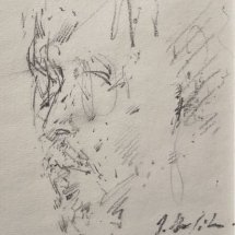 John Heliker Self Portrait drawing 6 x 4.5 inches