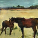 Peg Richards, A Time to be Born, watercolor 9.25 x 22 inches