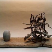5 Gene Shaw Pick Up Sticks Found Objects wood lobster trap wire stone 9x 23 x 6.25 inches