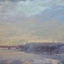 SOLD - Winter River  oil on panel 12 x 24 inches