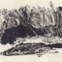 Monotype I ink on rice paper 5.75 x 7.25 inches