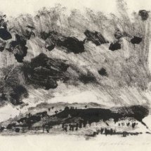 Monotype II ink on rice paper 5.75 x 7.25 inches