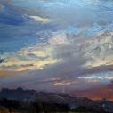 SOLD Wissler "Anticipation's End" oil on paper 9.75 x 10 inches