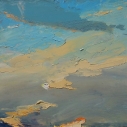 Wissler "Breaking Moon, Setting Sun" oil on panel 11 x 12 inches