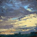 John David Wissler Soon We Will Hear Owls oil on panel 12 x 12 inches