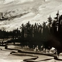SOLD - John David Wissler Stand Against the Sky ink on paper 7 x 11 inches_