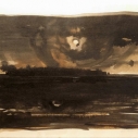Wissler "Baker Rising" sepia drawing (on laid paper c.1850 made in Philadelphia from Danial Garbers studio) 7 x 9.5 inches