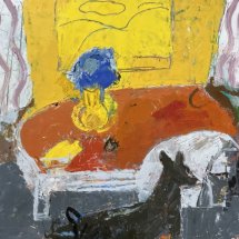 Dee-Jenkins-Interior-with-my-Dog-oil-and-wax-on-panel-12-x-13.5-inches