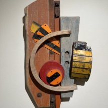 Gene-Shaw-Round-Up-mixed-media-assemblage-25-x-12-inches