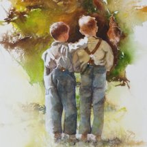 Buddies watercolor 21.750 x 14.5 inches