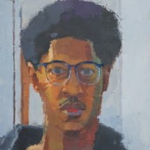 Ibrahim Harris Self Portrait oil on panel 9 x 8 inches