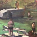 Aaron-Lubrick-Jumping-Off-Big-Rock-2019-oil-on-canvas-18-x-24-inches