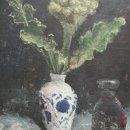 Alex Cohen Rhubarb and Balsalmic Oil on Canvas Board 9.5 x 7.5 inches