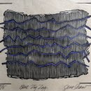 Gene Shaw Blue Zig Zag Black and White Woodcut Colored Pencil 7.5 x 8.5 inches