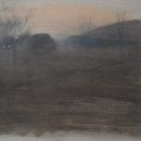 Michael Allen, Study for Through the Fog, 2020, oil over charcoal on paper, 15 x 22 inches