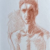 Charles Swisher Bust 2 red pencil 4.5 x 3 inches unframed