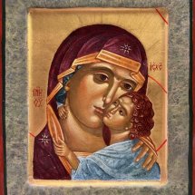 Dorothy Thayne Icon Mother of God egg tempera and gold leaf on poplar board 10 x 8 inches