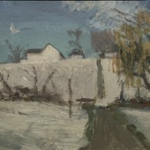 E. M. Saniga Landscape with a Willow oil on panel 9.25 x 11.5 inches