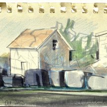 Lou Schellenberg Bales watercolor and mixed media on paper 5 x 7 inches unframed