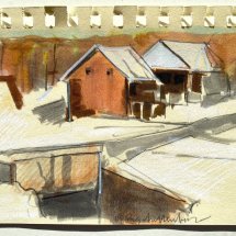 Lou Schellenberg Culvert Snow watercolor and mixed media on paper 5 x 7 inches unframed
