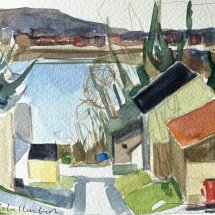 Lou Schellenberg Wrightsville Side watercolor and mixed media on paper 5 x 7 inches