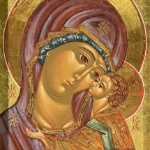 Dorothy Thayne Mother of God Our Lady of Tenderness egg tempera and gold leaf 10 x 8 inches