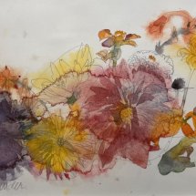 Eva Bender Fall Flowers watercolor 10.75 x 14.75 inches